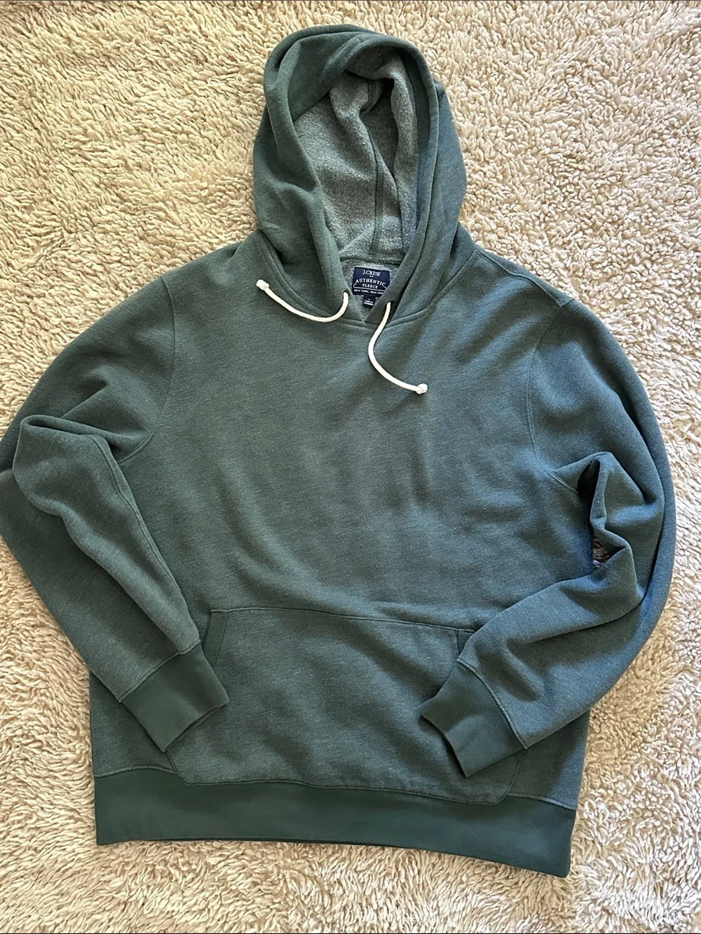 J. Crew Men's Green Hooded Pullover Sweatshirt